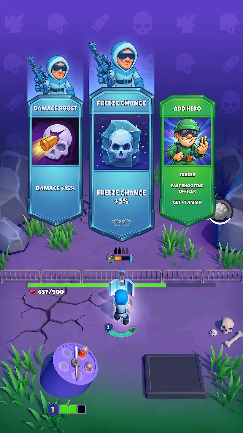 Egy hősosztag felállása a Bullet Heroesben